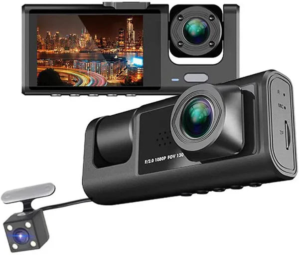 Câmera Veicular Universal com 3 Lentes - DashCam